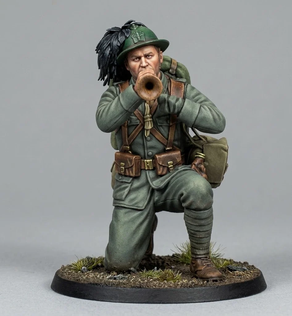 View 2 of WWI Italian Bersaglieri Bugler