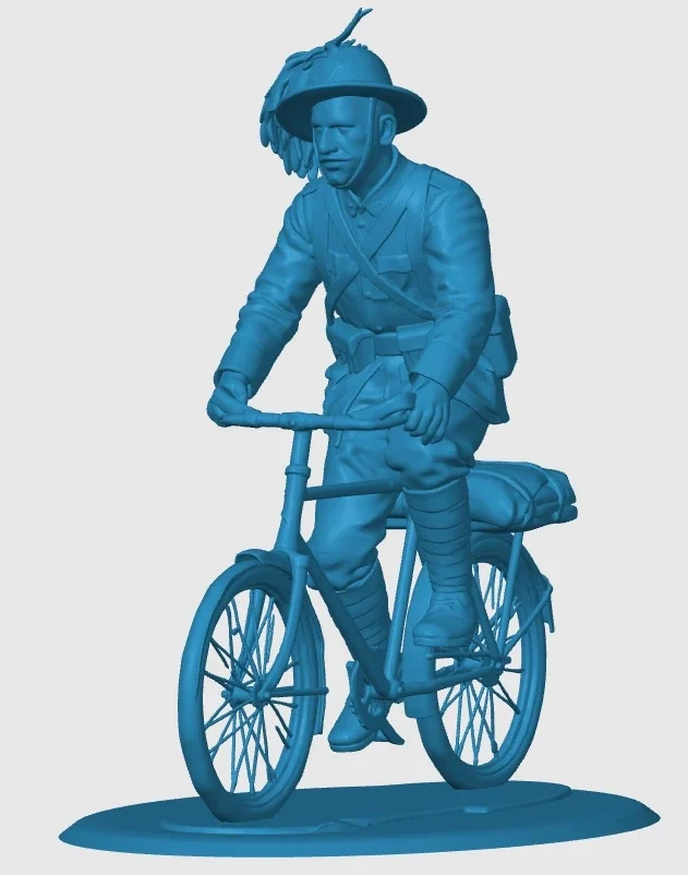 View 3 of WWI Italian Bersagliere on bicycle