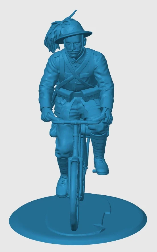 View 4 of WWI Italian Bersagliere on bicycle